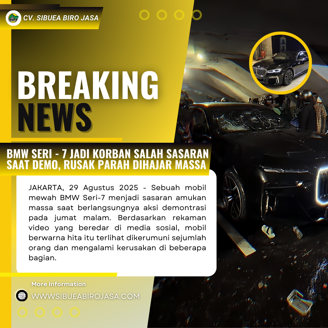BMW Seri-7 Jadi Korban Salah Sasaran Saat Demo, Rusak Parah Dihajar Massa
