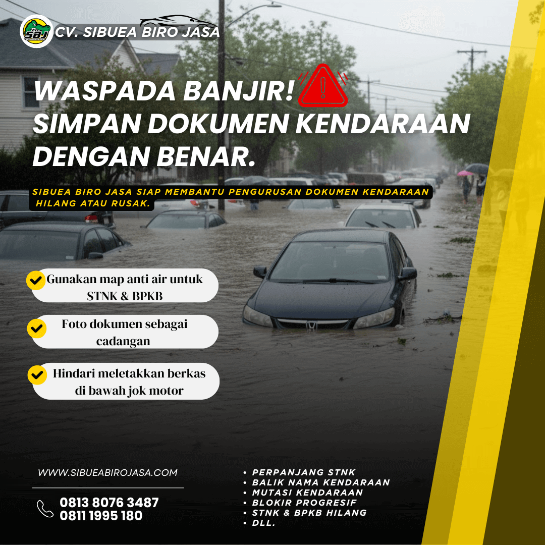 Waspada Banjir! Simpan Dokumen Kendaraan dengan Benar agar Tidak Rusak